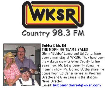 Yea...give my camera man too many jobs and this is what happens! We leave the station with no pics!!!! Soorry WKSR in Pulaski! We love u!
