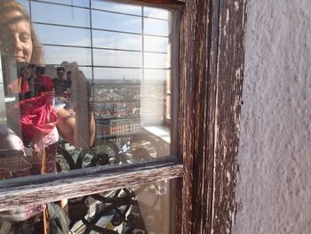 a reflection selfie up on the St Peter's Turm
