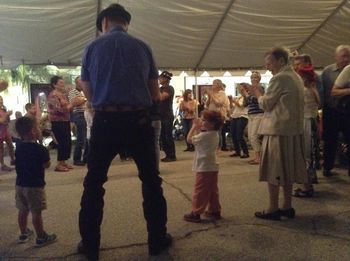 Chicken dance Friday night at Oktoberfest Galveston
