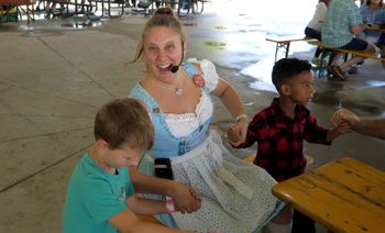 Kiddos in the audience helping lead the Schunkeling at Brenham's Maifest.  Photo by Major Henderson 2018
