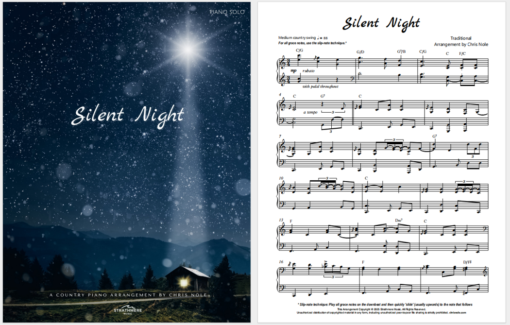 Silent Night Country Piano Sheet Music (PDF & MP3 download)
