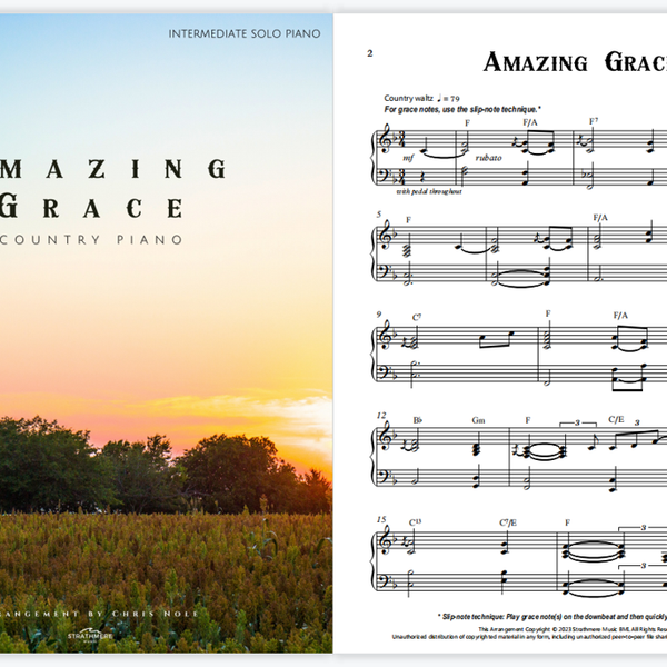 Amazing Grace COUNTRY PIANO Arrangement Sheet Music for Piano (PDF & MP3 download)
