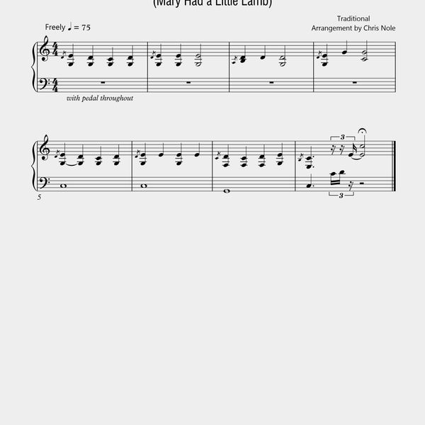 Country Piano slip-note Mary Had a Little Lamb melody 