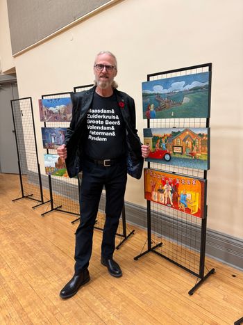 Standing in front of Ian Bell's stunning paintings.
