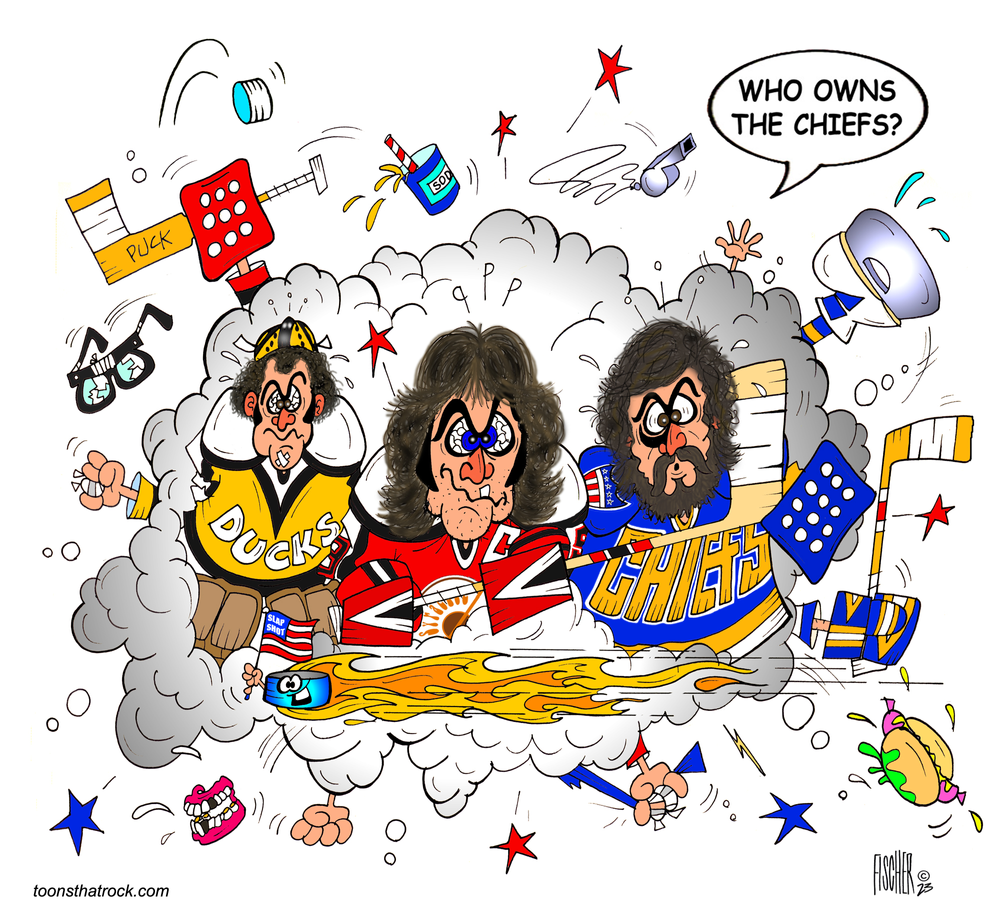 Slap Shot Hockey Movie Cartoon Art