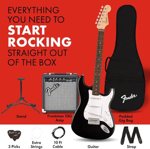 Fender Squire Debut Stratocaster Beginner Electric Guitar Kit, Black 279.99
