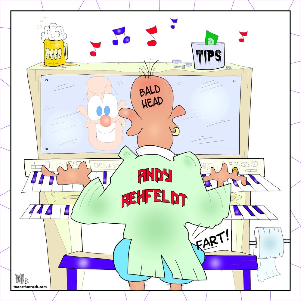 Musician Andy Rehfeldt Freehand Art by Michael Fischer