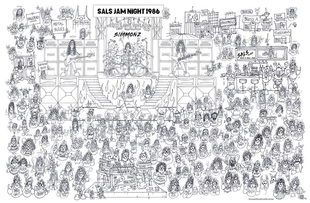 Rock n Roll Poster Art. Sals Rock n Roll Bar Nashville 1980's