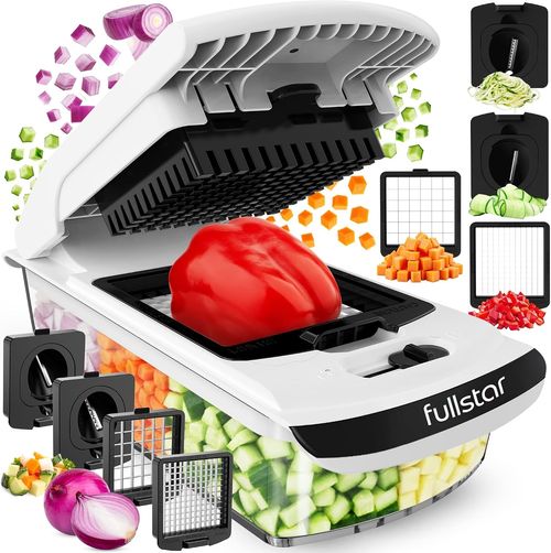 Fullstar Pro Original Vegetable Chopper & Spiralizer, All-in-1 Kitchen Tool Multi-Blade Veggie Chopper, 5-Cup Container 