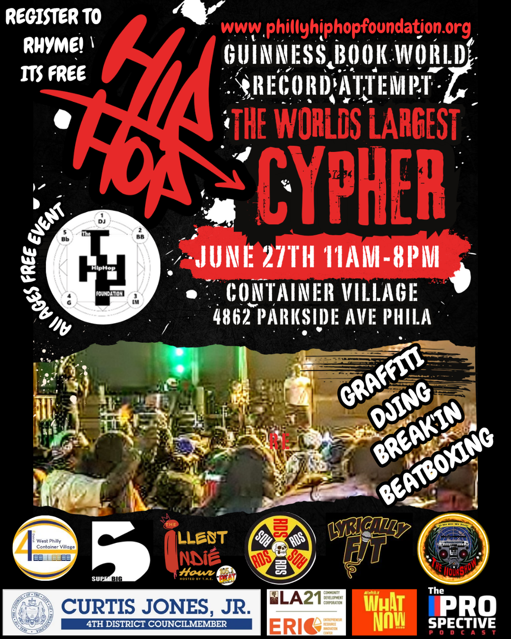 largest hip hop cypher in the world world’s largest cypher Guinness World Record cypher hip hop cypher event hip hop cypher Philadelphia record-breaking cypher hip hop culture event 