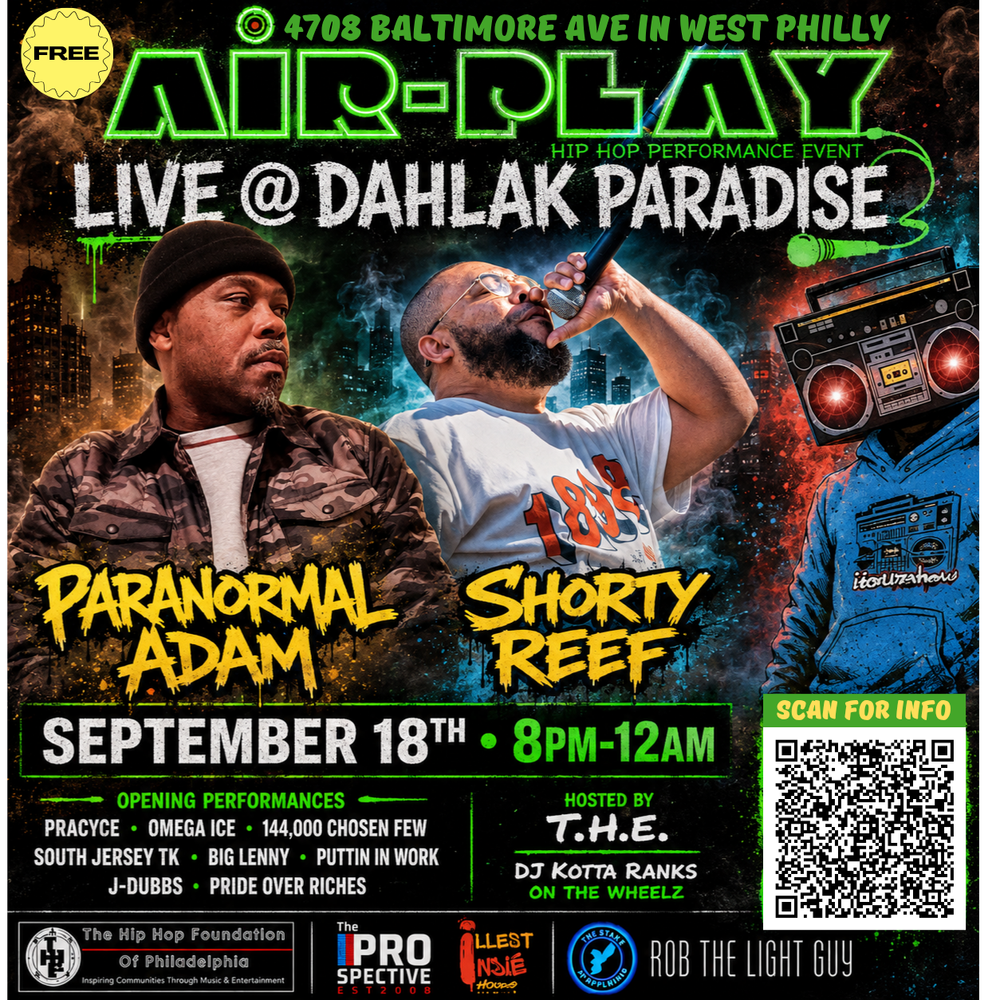 Paranormal Adam and Shorty Reef featured on the AirPlay Concert Event poster for Dahlak Paradise in Philadelphia on September 18, 2026.