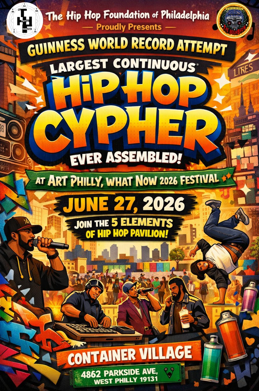 largest hip hop cypher in the world world’s largest cypher Guinness World Record cypher hip hop cypher event hip hop cypher Philadelphia record-breaking cypher hip hop culture event 