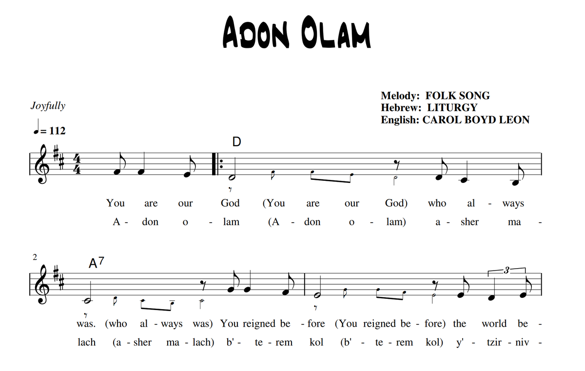 Adon Olam (folk, with English) Sheet Music