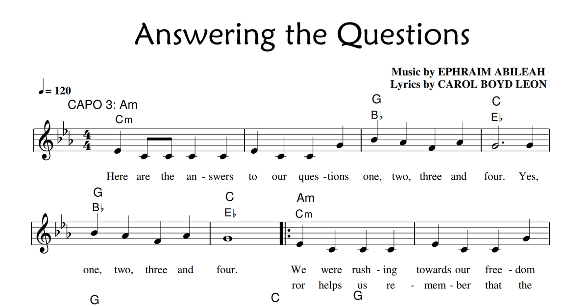 Answering the Questions Sheet Music