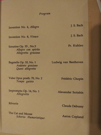Solo Recital, 1992, age 9
