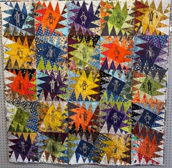 "ANCIENT AND MODERN PETROGLYPHS" by Mary Johns - BEST COMPUTER LONGARM QUILTED
