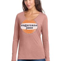 Ladies V-neck Long Sleeve Logo Tee