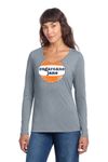 Ladies V-neck Long Sleeve Logo Tee