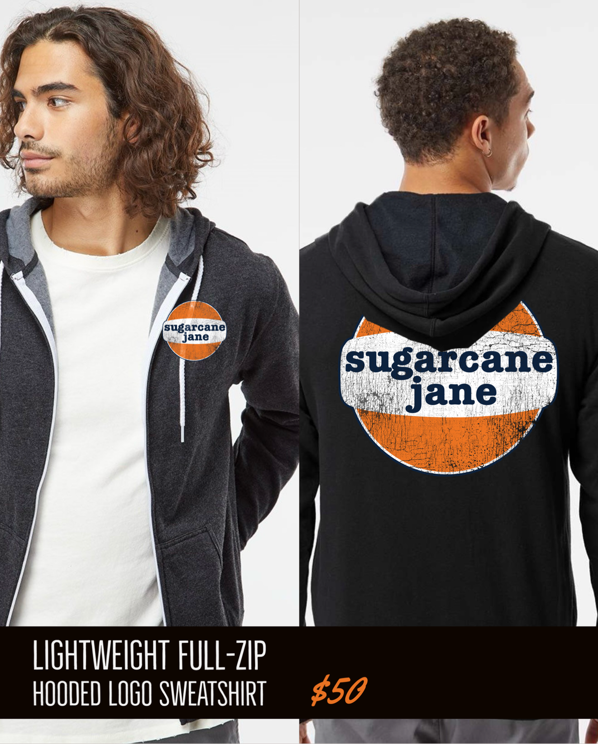 Lightweight Full-Zip Hooded Logo Sweatshirt