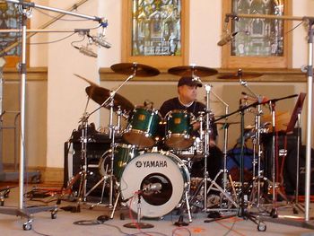 Lonnie Wilson laying it down at Oceanway Studios in Nashville
