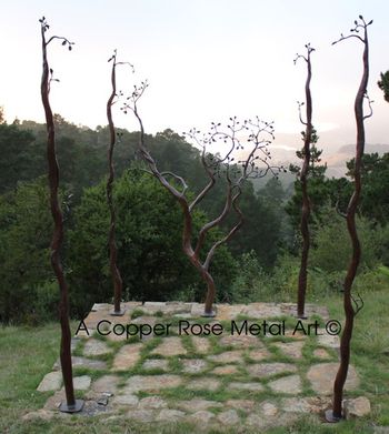 Welded Steel Sculpture by A Copper Rose Metal Art - Manzanita Trees - Used as a Wedding Chuppa. Location: Carmel, CA Point Lobos Ridge
