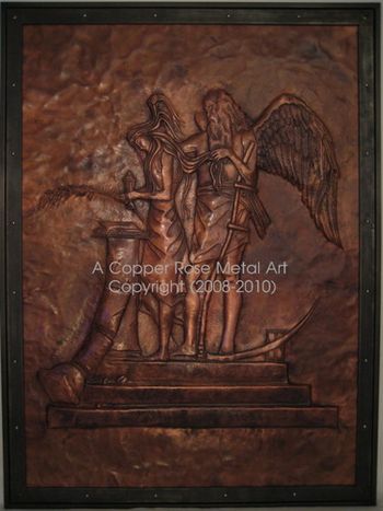 3' x 4' Copper Repousse/Chased Wall Hanging "The Weeping Virgin" Commission by The Masonic Lodge, Fresno, CA / by A Copper Rose Metal Art / Location: Fresno, CA
