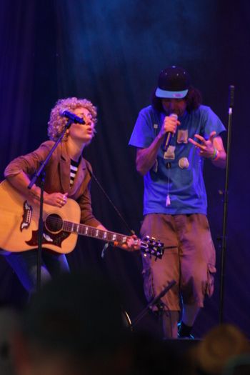 Samantics mashup with Abbe Wood from Sound of the Sirens mesmerising the crowd at Beautiful days Festival 26 | The Source Studio Exeter
