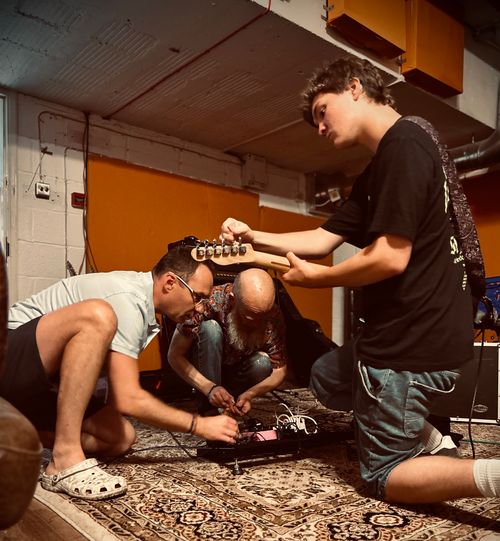 Circada sorting the pedal board at the Source Studio Exeter
