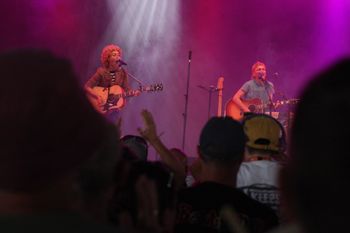 Abbe & Hannah from Sound of the Sirens as Simon & Garfunkel at Beautiful days Festival 26 | The Source Studio Exeter
