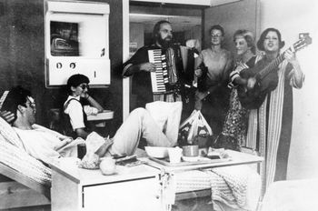 1982 Merv and Merla Watson at Hadassah Hosp. singing for Israeli wounded soldi
