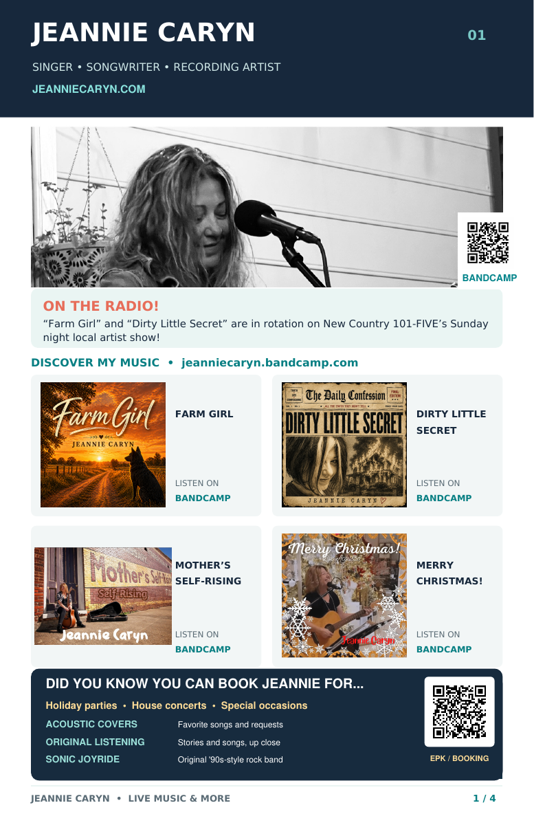 Jeannie Caryn brochure page 1 of 4