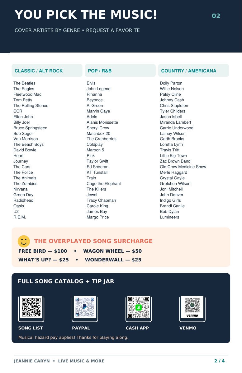Jeannie Caryn brochure page 2 of 4