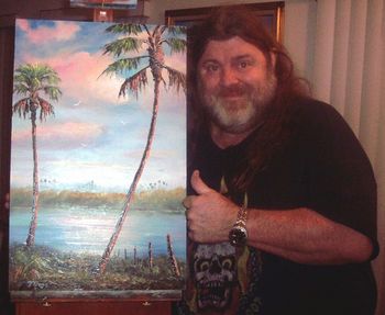 Dave gives this painting a 'thumbs up' Dave Hlubek commissions paintings from Mark Mazzarella on a regular basis for his personal art collection.
