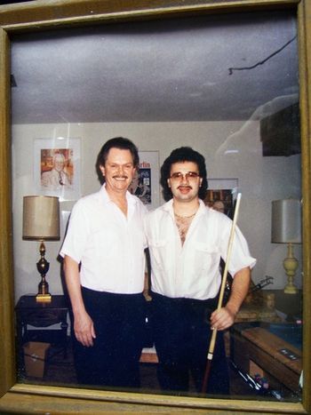 3 Time World champion Ray 'Cool Cat' Martin & Mark 'Mazz' Mazzarella. Approx 1993(Before Mazz's broken neck and spinal surgeries, he was an avid pool player. He still paints Florida landscape Oil Paintings but is unable to play serious pool).
