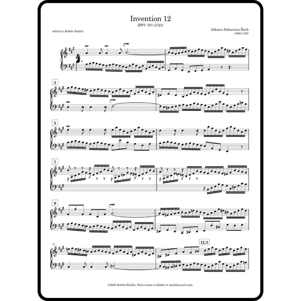 JS Bach: Invention No. 12, BWV 783