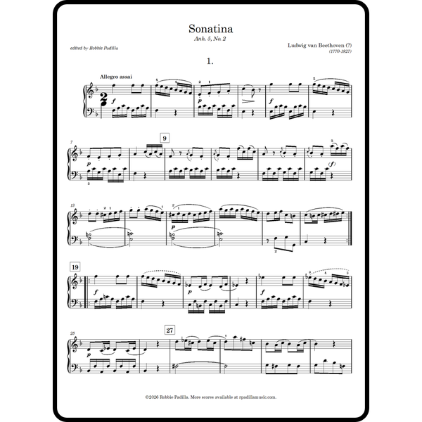 Beethoven(?): Sonatina in F, Anh. 5, No. 2