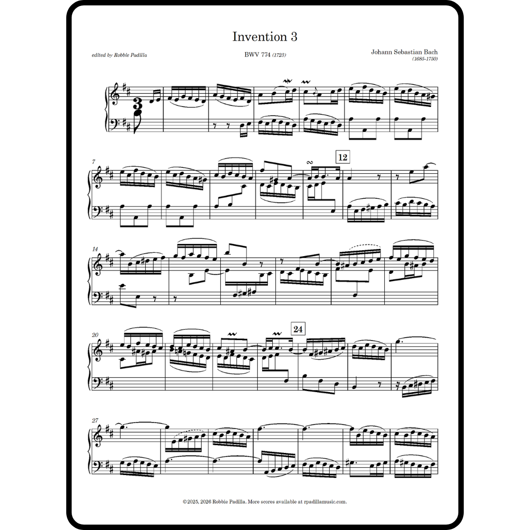 JS Bach: Invention No. 3, BWV 774