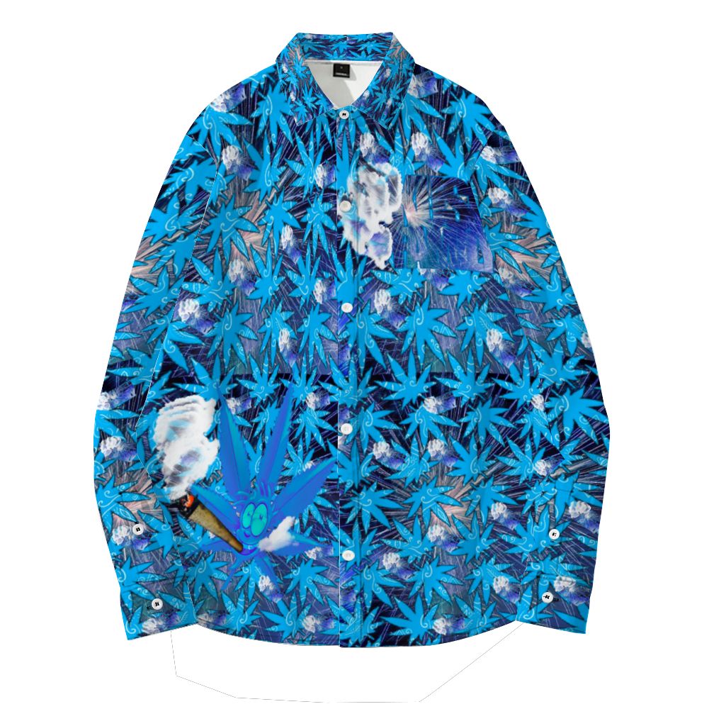Kush Family's Long Sleeve Liquid Blue Collar Shirt