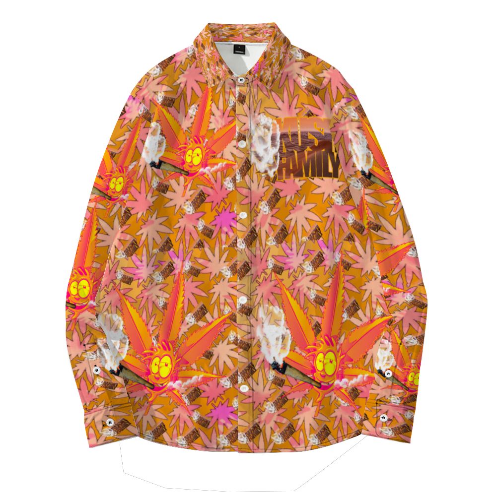 Kush Family's Strawberry Orange Long Sleeve Collar Shirt