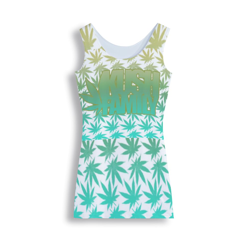 Kush Family Marijuana Leaf Dress (White & Green) $50