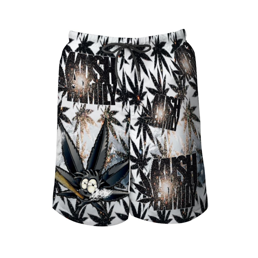 Kush Family's White & Black Swimming Trunks