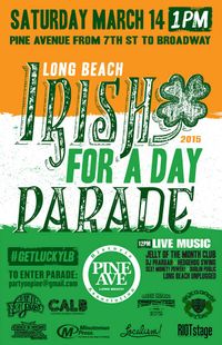Ken O'Malley performs on the Auld Dubliner float in the Long Beach St. Patrick's Day parade