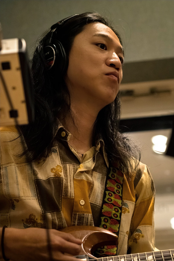 Davina Robinson Recording sessions for the album Bluesaholic with band members in Osaka, Japan. Tomonori Sano
