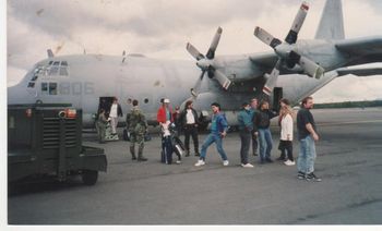 By Scott E Lind - Bullit holes (not kidding), ONE OLD MITARY PLANE BUT SHE GOT US THERE, brave soldier, Charles White, Tim Turner, John Savage, John, Tammy, Rolf Larsen, There is SOMEBODY ON THE WING some,,,,,....thiiinngg THIS IS OUR PLANE!!!!!! YES folks it was shot up in VEITNAM a real rellICKK. It was close to her last flight,,,,, we just hoped she didn't die, in the middle of ours! ,,,, this story will take up a whole chapter in a book . much more to come.

