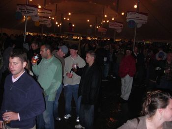 The crowd readies itself for Rocketscience, by imbibing more beer than humanly possible.
