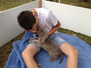Our nephew William having cuddles...

