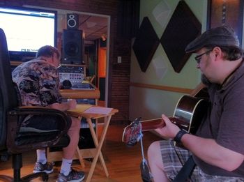 Gerald and our producer, Denny Martin, writing charts for "Amazing Grace (My Chains are Gone)"
