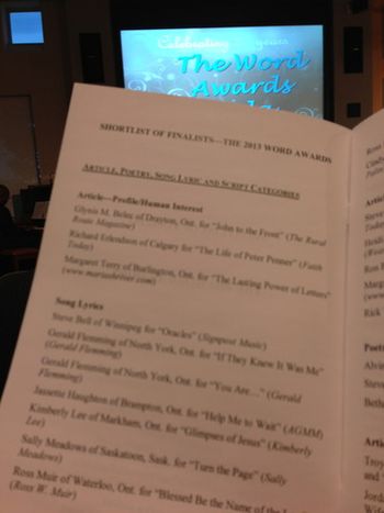 The Song Lyrics finalists, including Gerald's 2 songs, and winner, Steve Bell.
