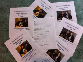 We created preorder forms and posters for our CD table.

