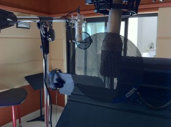 Although we sang our vocal lines individually, we kept 2 mics set up so we could switch off in the booth as needed.
